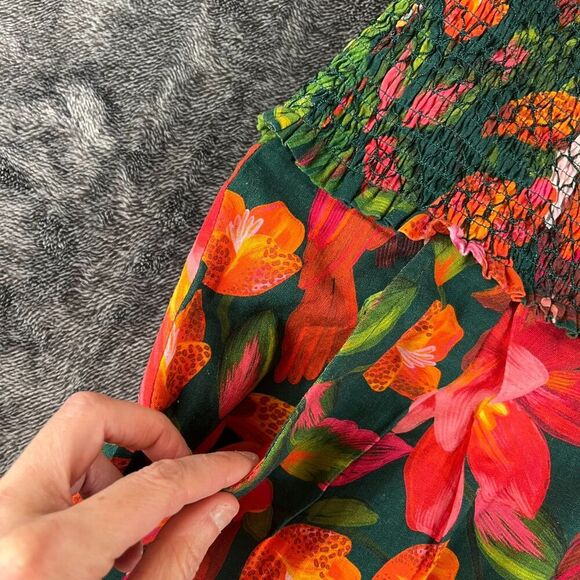 FARM Rio Tropical Toucan Linen Pants High Waisted Pink Green Wide Leg S NWOT - Picture 3 of 13